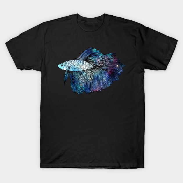 Betta Fish Galaxy T-Shirt by julieerindesigns